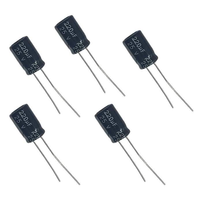 220µF 25V Electrolytic Capacitor (Pack of 5) - Robocraze