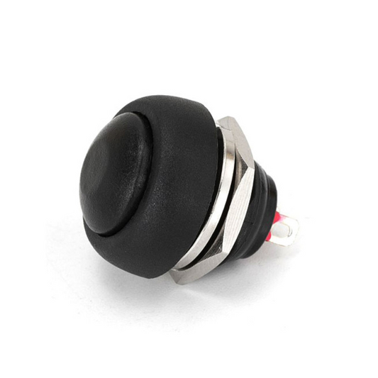 Black R13-507 12mm No Lock Push Button 3A 250V – Compact push button switch - Mini Switch - Robocraze