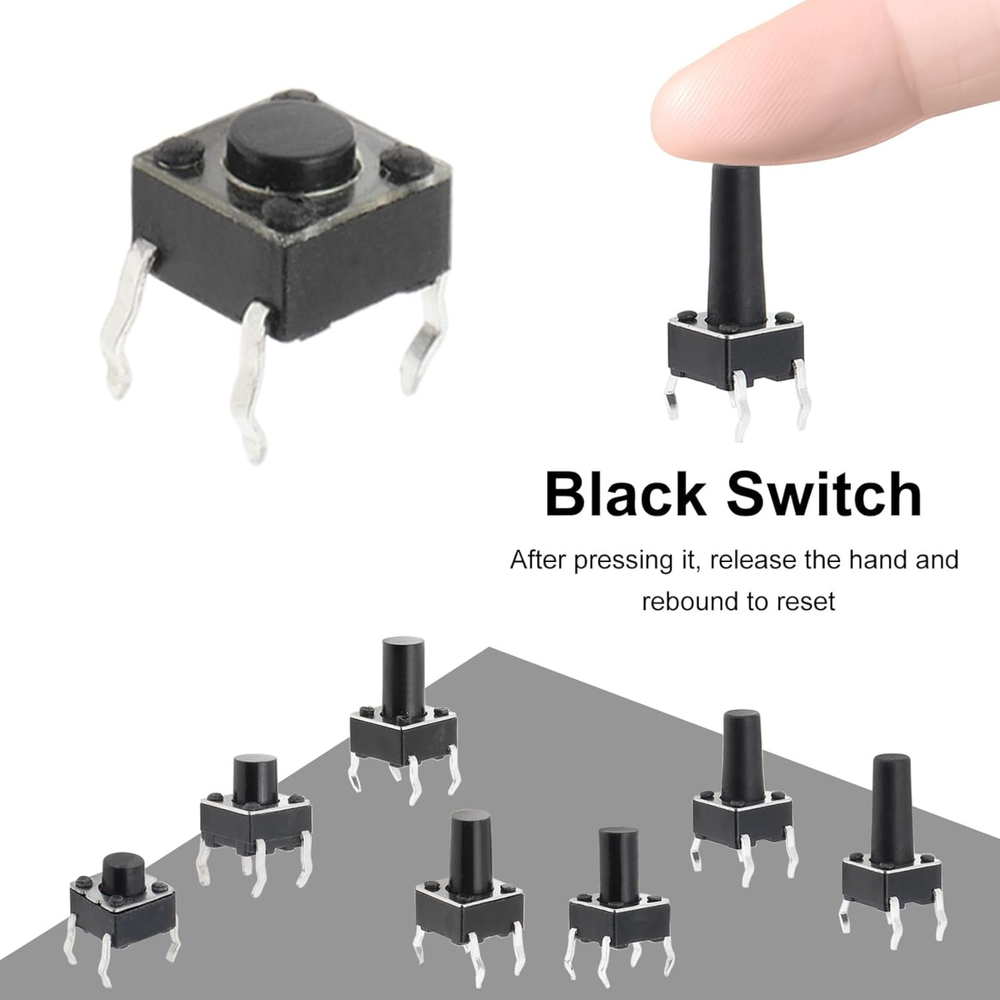 Tactile Push Button Switch Assortment Kit – 180PC 10 Value 6x6mm 4 Pin -Switches -Robocraze