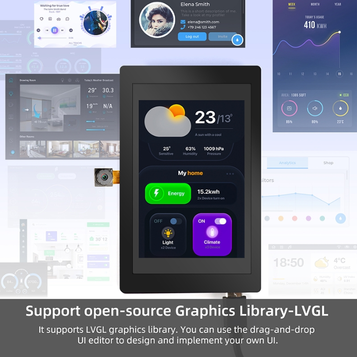 ELECROW ESP32 Terminal 3.5 Inch Display – 480x320 SPI TFT touchscreen with OV2640 camera -HMI Display Module -Robocraze