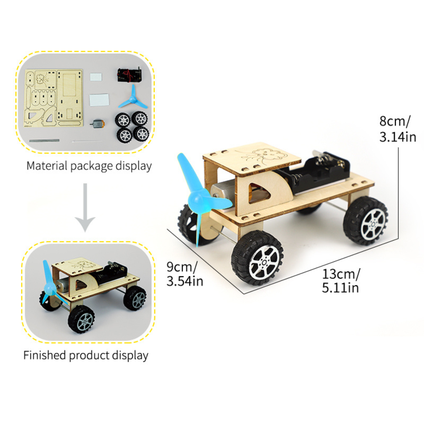 Pludo STEM Kit Breeze Car – Air Pressure Science Kit for Kids 3–8 | Grade Preschool–2 Motion & Force Model -Pludo Education Kit -Robocraze