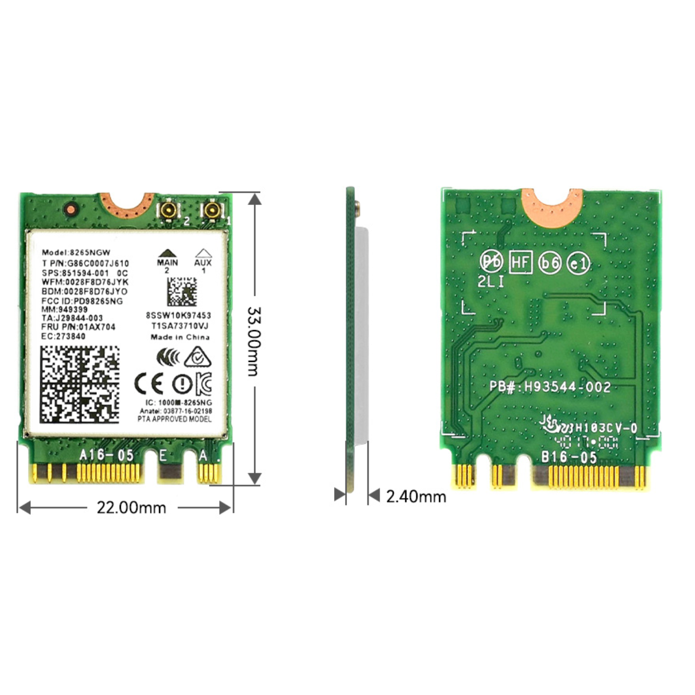 Waveshare AC8265 Wireless NIC – Dual-Band Wi-Fi 5 & Bluetooth 4.2 Adapter