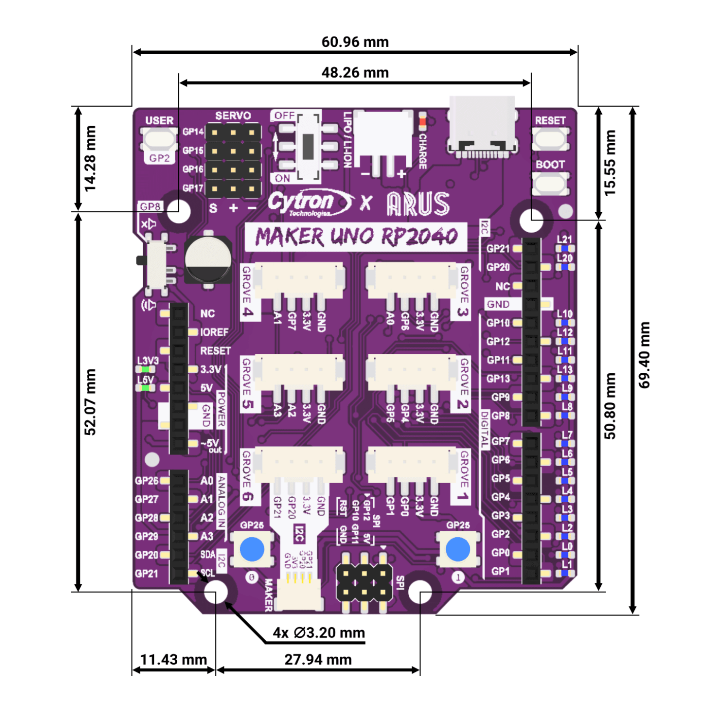 Cytron Maker Uno RP2040 Development Board -Robocraze