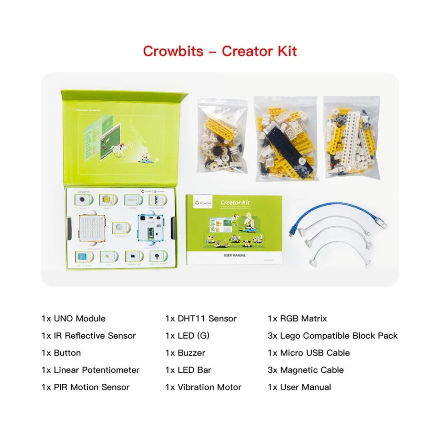 Elecrow Crowbits Creator Kit – 12-in-1 Arduino STEM toy for coding & circuits. -STEM Kit -Robocraze