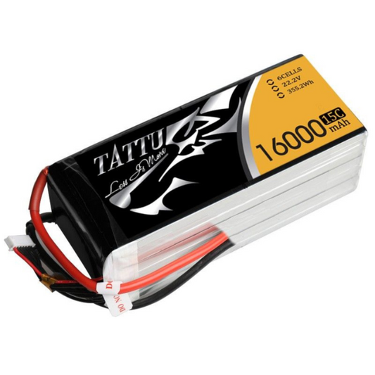 Original Tattu 16000mAh 15C 22.2V 6S1P XT90-S LiPo Battery – For FPV drones & quadcopters - DIY Drone Parts - Robocraze
