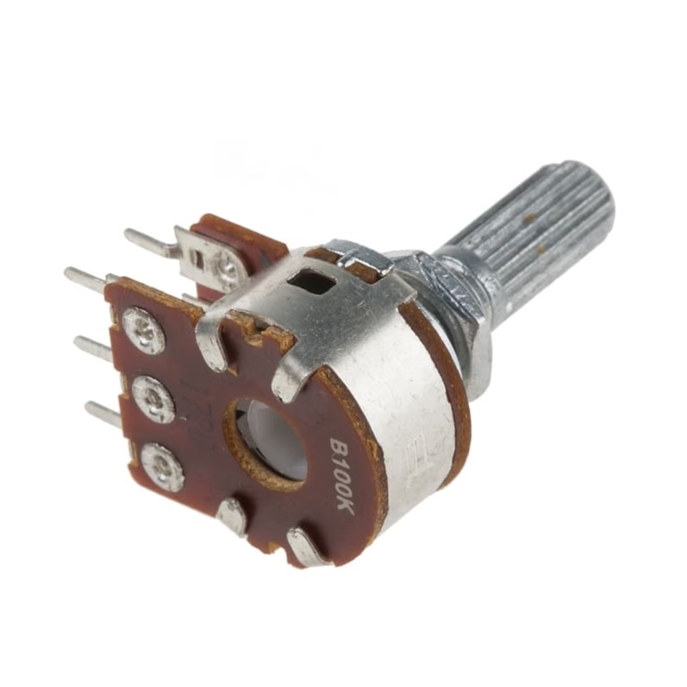 100kΩ Dual-Gang 6-Pin Rotary Carbon Potentiometer, 0.2W, 15mm -Electronic Components -Potentiometer -Pot Potentiometer -Robocraze