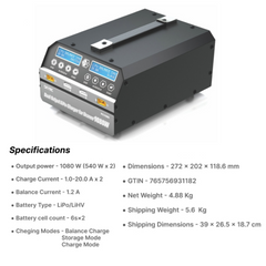 SKYRC PC1080 Dual Channel LiPo Charger – For FPV aircraft, RC drones & quadcopters - DIY Drone Parts - Robocraze