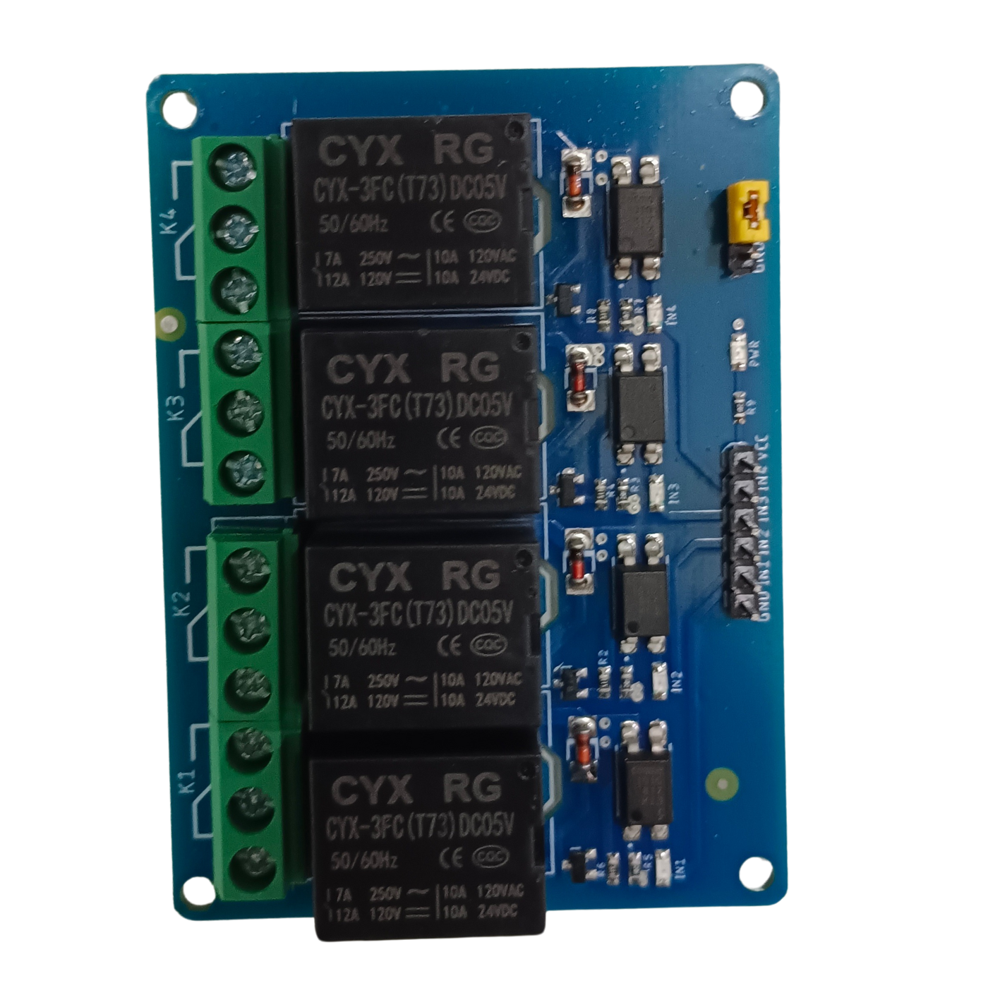 4-Channel 5V Relay Board – 4-channel 5V relay board for electronics projects. -Relay Module -Robocraze