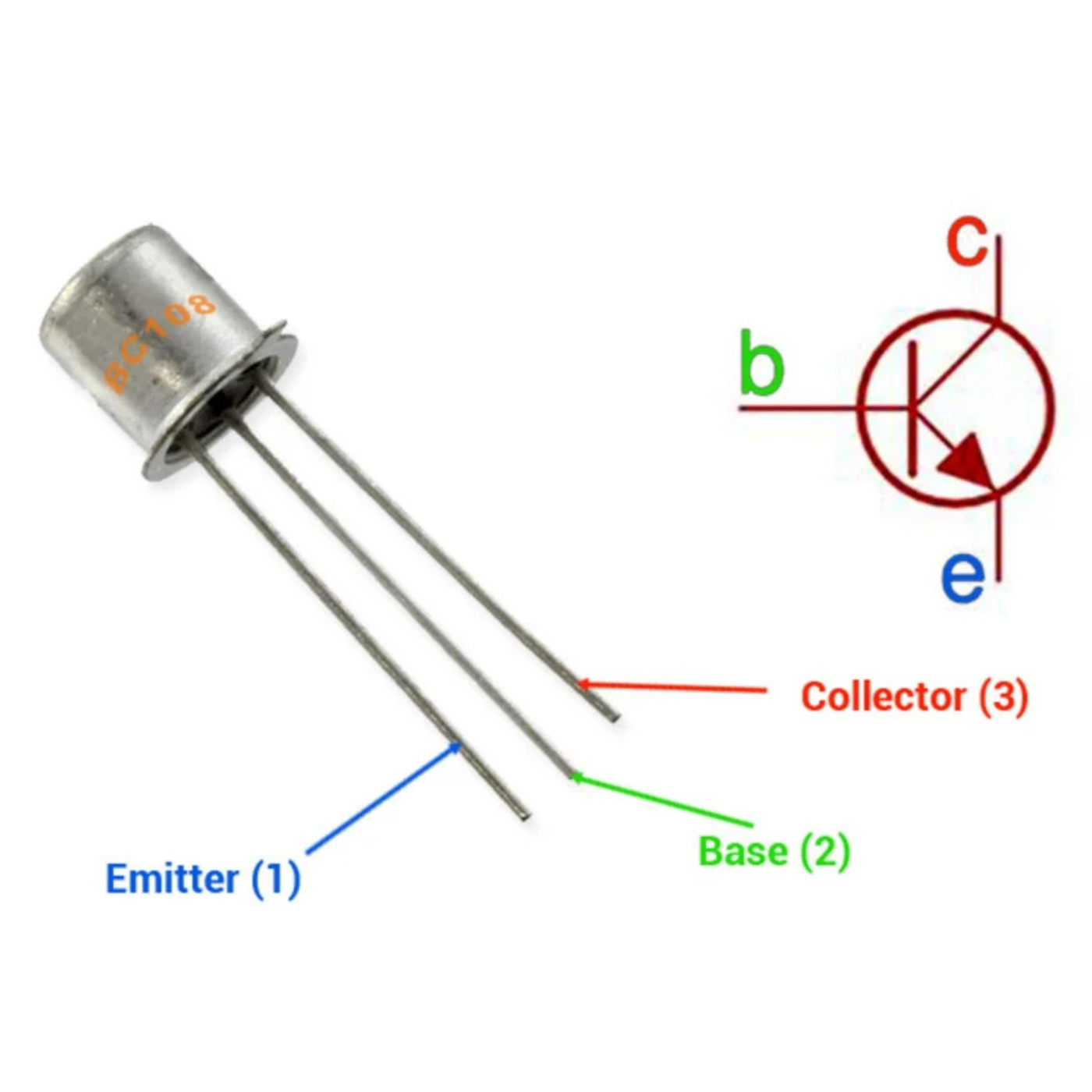 BC108 NPN General Purpose Transistor Metal Package -Electronic Components -Basic Components -Transistors -Robocraze