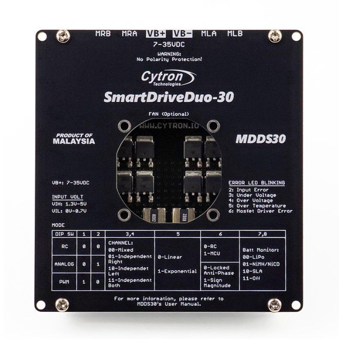 Cytron 30Amp 7V-35V Smart Drive Dual Channel DC Motor Driver -Motors & Mechanical -Motor Drivers -Robocraze