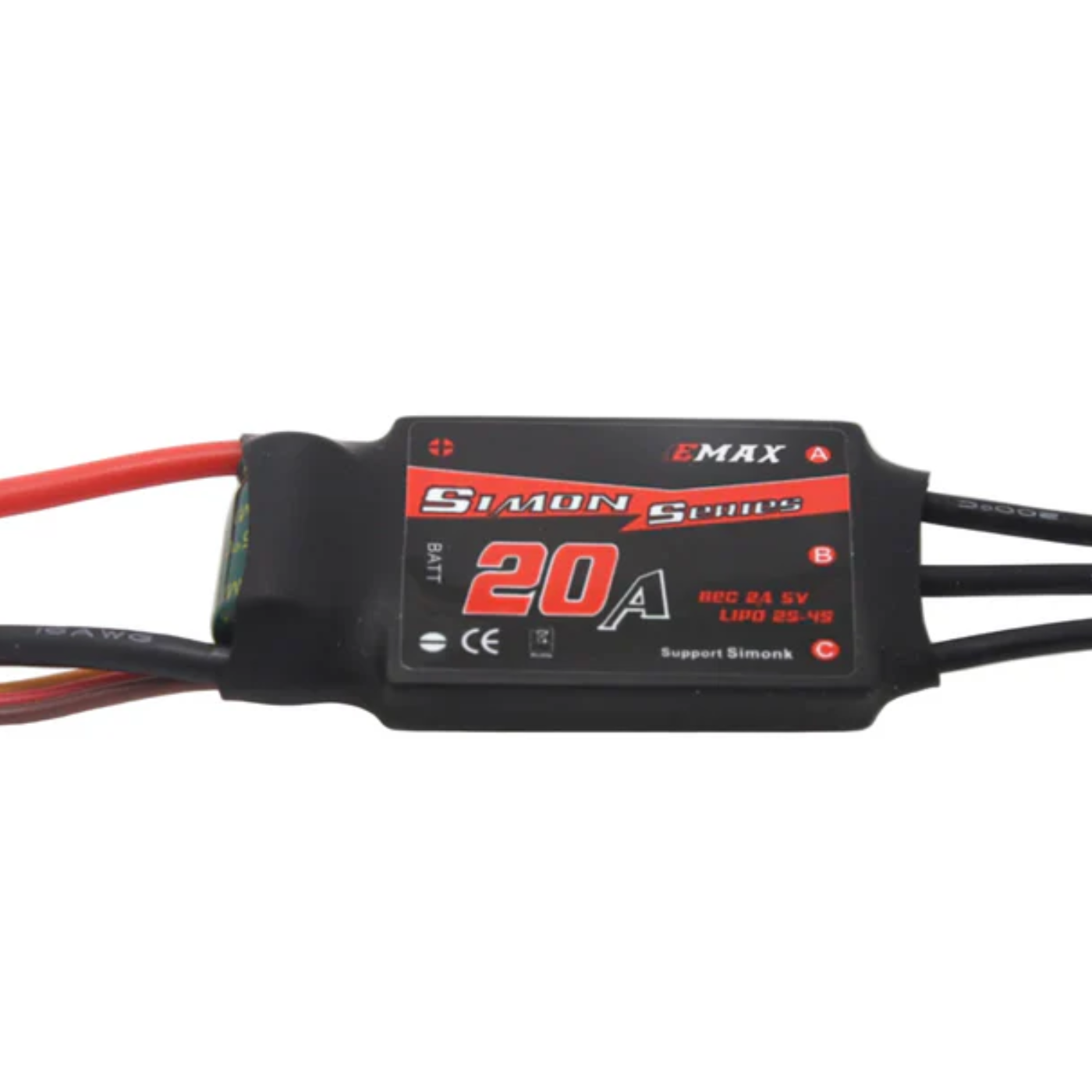 EMAX Simon Series 20A 2-4S LiPo Brushless Electronic Speed Controller for Drones and RC Aircraft -Drone Parts -ESC for Drones -Robocraze