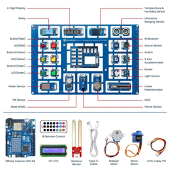 Elecrow 26-in-1 Learning Kit for Arduino UNO R4 WiFi with 26 Lessons and 26 Modules - Robocraze