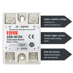 Fofek SSR-40DA 3-32VDC to 24-380VAC Solid State Relay – 40A AC power control relay. -Robocraze