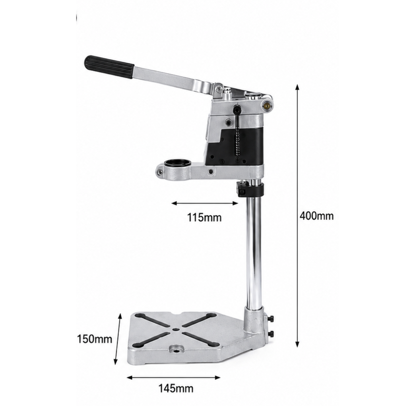 Gripx DS100 Metal Drill Stand Workstation for Drilling Silver Black -Robocraze