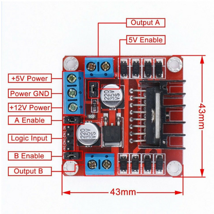 2A L298 Dual Motor Driver Module with PWM Control - Robocraze