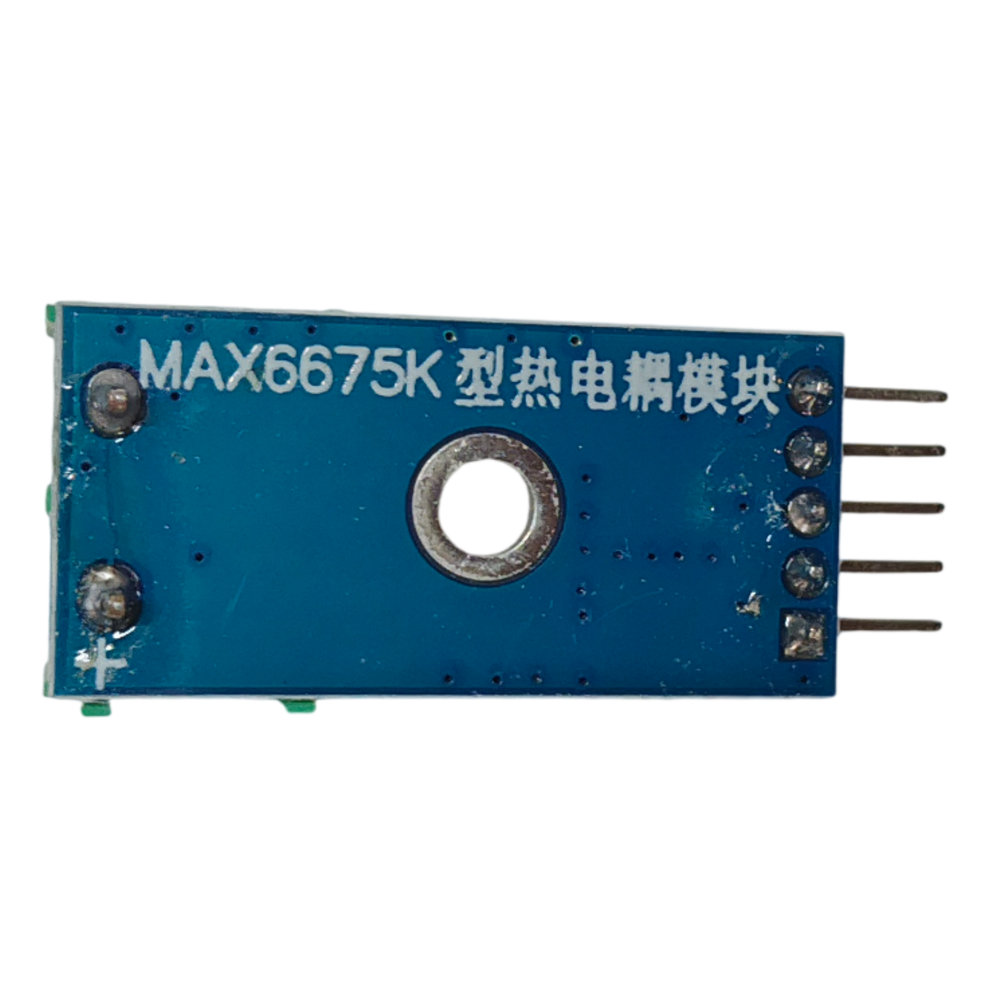 MAX6675 + K-Type Thermocouple – Precise temp sensing module with M6 screw & jumper wires. -Robocraze