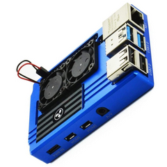 Metal case with double fan for raspberry PI 4 - Blue colour -Raspberry Pi -Raspberry Pi Case -Robocraze