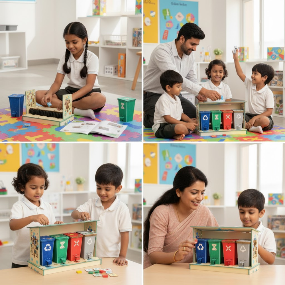 Pludo DIY Trash Sorter STEM Kit – Recycling and Waste Management Learning Kit for Mont-2 | Ages 3–5 - DIY Kit -Pludo Education Kit -Robocraze