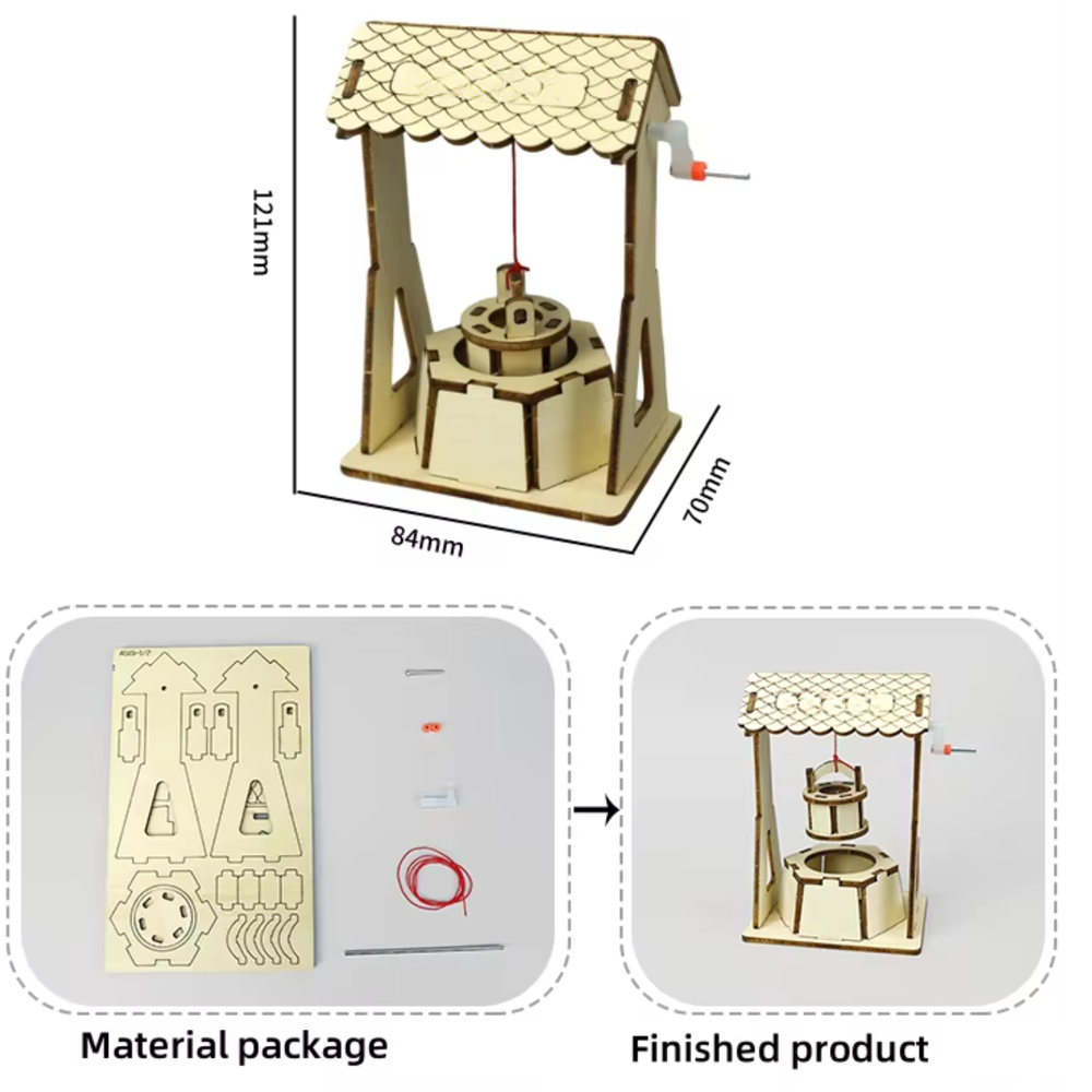 Pludo Traditional Well STEM Kit – DIY Smart Toy for Kids 8–11 | Grade 3–5 Wheel Transmission Project - DIY Kit -Pludo Education Kit -Robocraze
