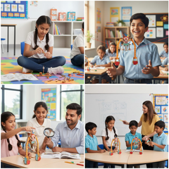 Pludo Wooden Clown Tightrope STEM Kit – Balance and Centre of Gravity Learning Toy for Kids 8–11 | Grade 3–5 DIY Science Kit -DIY Kit -Pludo Educational Toy -Robocraze