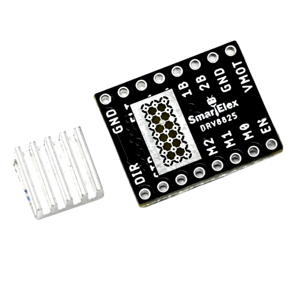 SmartElex DRV8825 Stepper Motor Driver Module with Aluminum Heat Sink -Motors & Mechanical -Motor Drivers -Robocraze