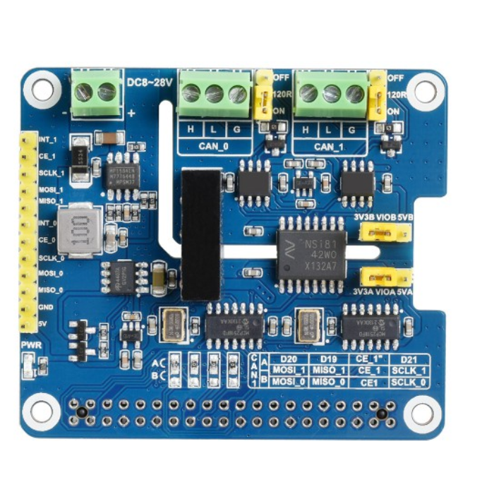 Waveshare 2-Channel CAN FD HAT Raspberry Pi Expansion Board -Raspberry Pi -Raspberry Pi Boards -Robocraze