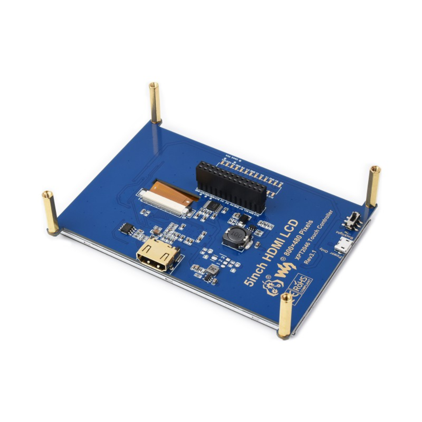 Waveshare 5inch 800×480 LCD HDMI Resistive Touch Screen -Displays -LCD Displays -Robocraze