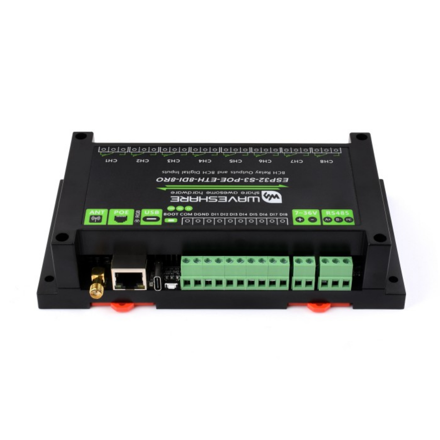 Waveshare 8-Channel ESP32-S3 WiFi Relay Module with RS485 & PoE Ethernet – Xtensa 32-bit LX7 Dual-Core Processor -Electronic Modules -Relays -Robocraze