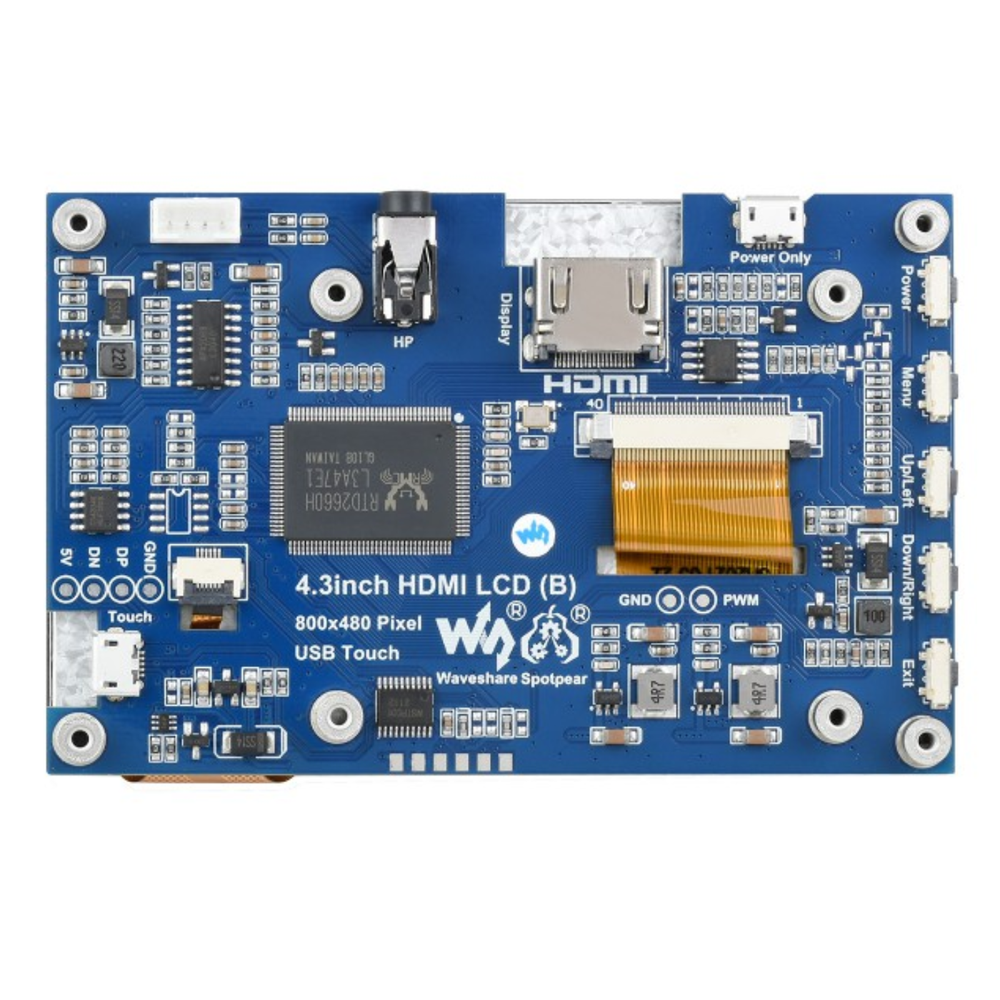Waveshare 800×480 4.3-Inch HDMI IPS Capacitive Touch LCD Display (B) for Raspberry Pi -Displays -LCD Display -Robocraze