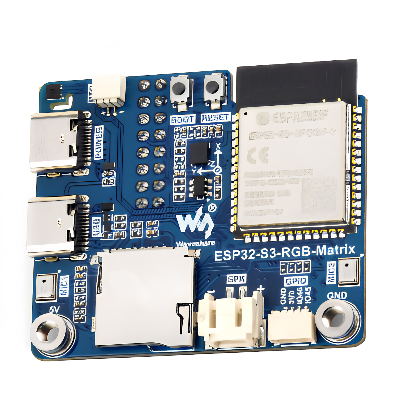 Waveshare ESP32-S3 RGB Matrix Driver Board with Dual Microphone Array and BLE -Robocraze