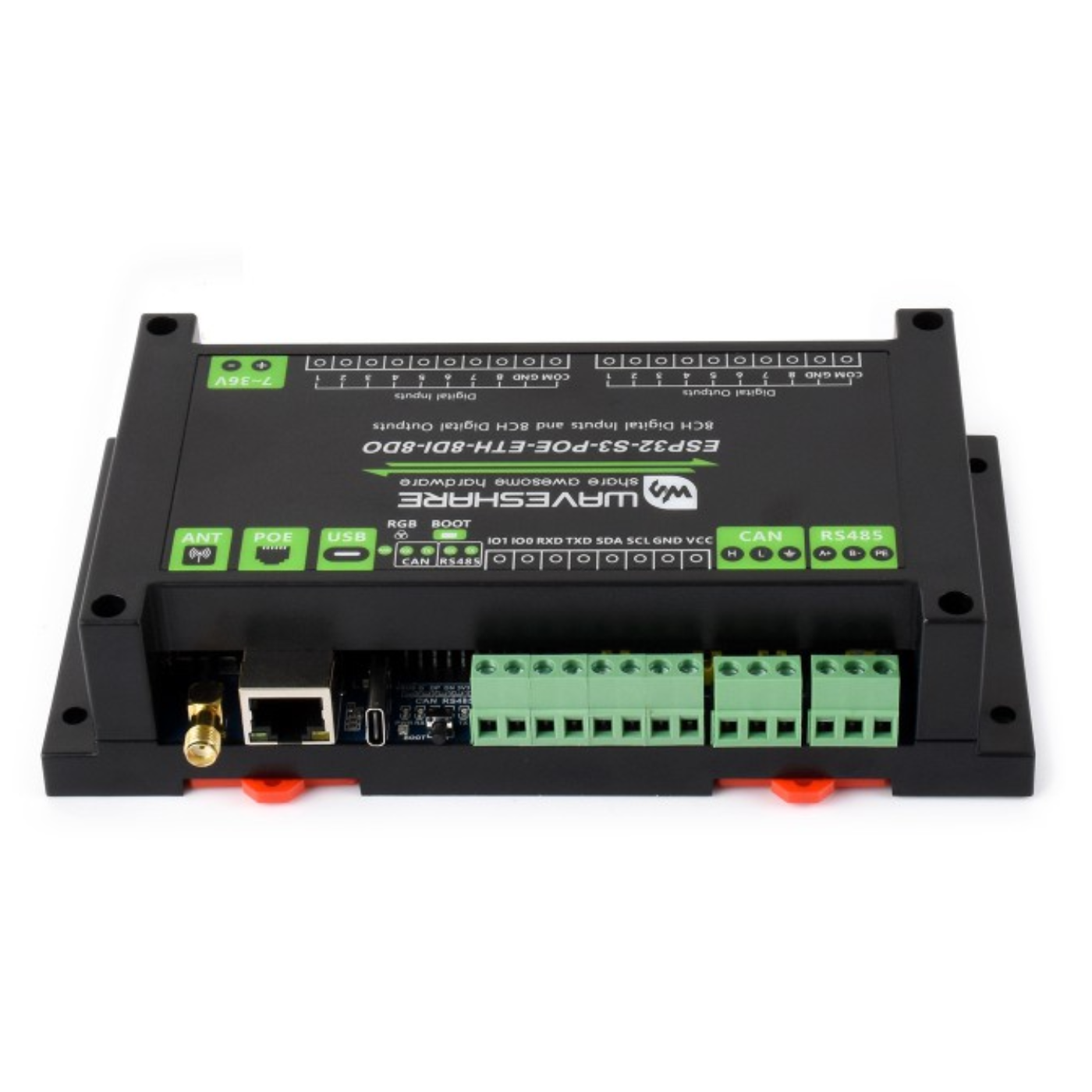 Waveshare Industrial ESP32 S3 POE ETH Control Board with 8-Channel Digital I/O, Dual-Core LX7 Processor & PoE Ethernet -Cables -Ethernet -Robocraze