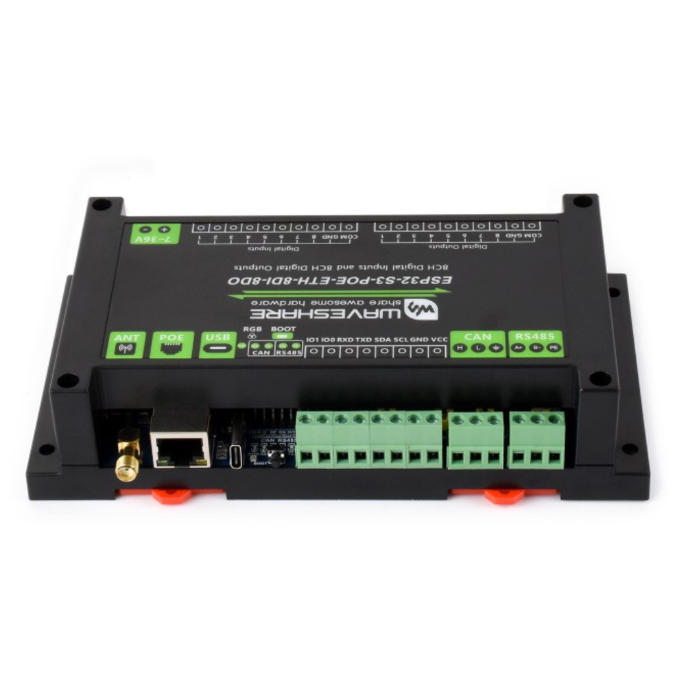 Waveshare Industrial ESP32 S3 POE ETH Control Board with 8-Channel Digital I/O, Dual-Core LX7 Processor & PoE Ethernet -Cables -Ethernet -Robocraze