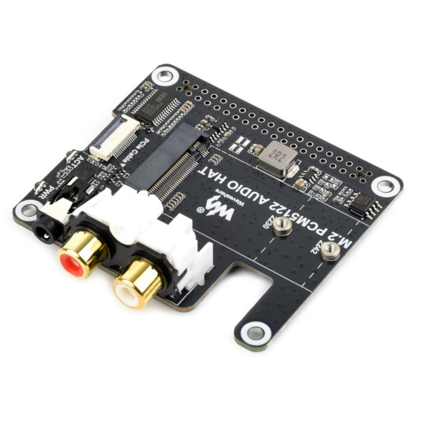 Waveshare PCIe to M.2 HAT with I2S Audio Extension for Raspberry Pi -Raspberry Pi & Accessories -HATS -Robocraze