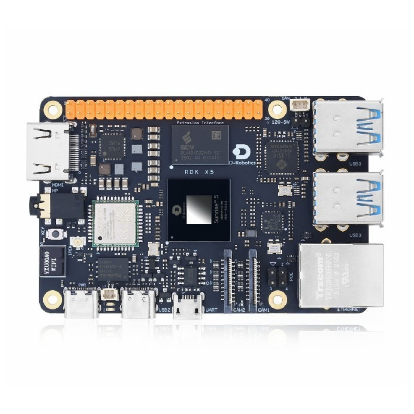 Waveshare RDK X5 Development Board 8GB RAM | Sunrise 5, Octa-Core Cortex-A55, 10 TOPS AI -Development Boards -Other SBC -Robocraze