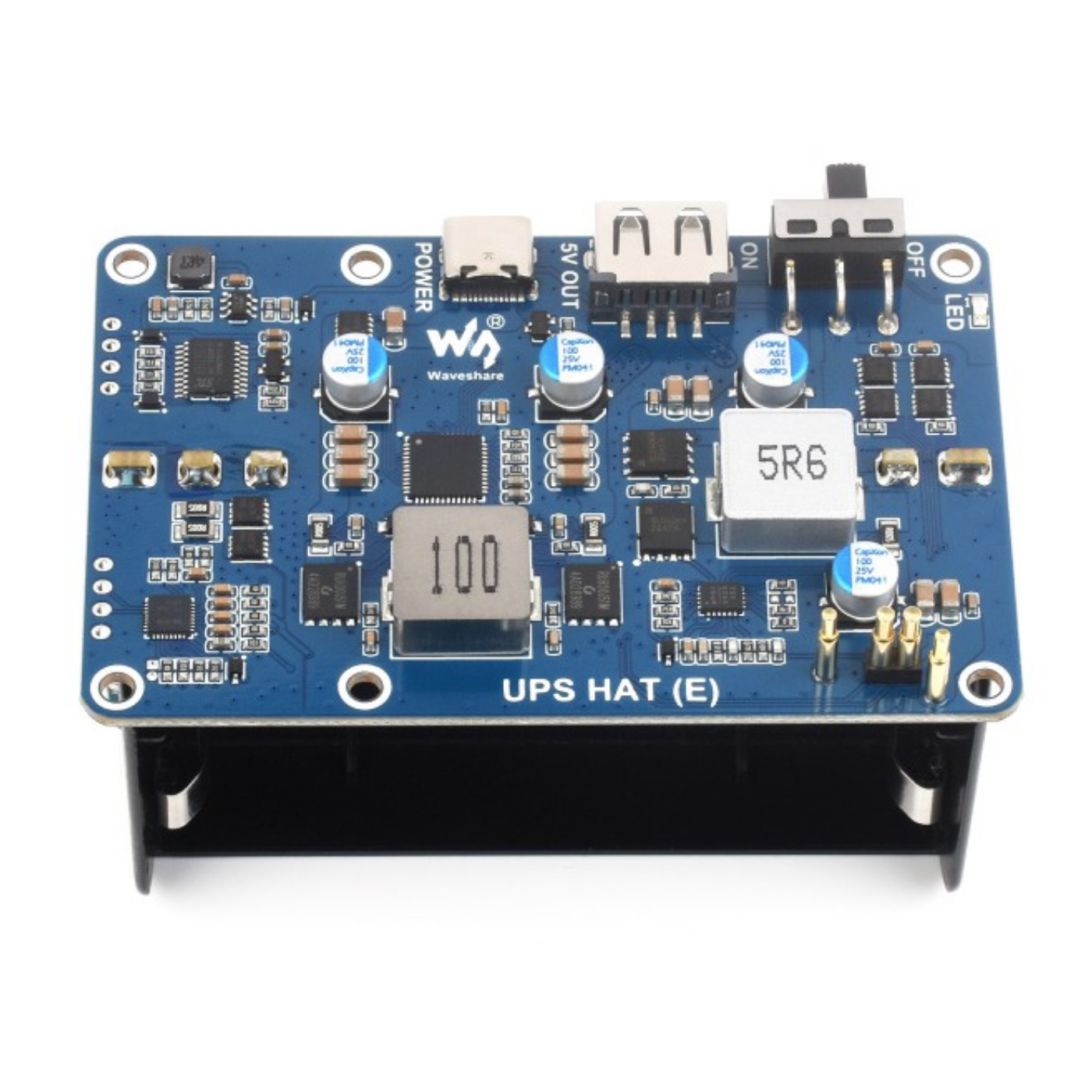 Waveshare UPS HAT (E) for Raspberry Pi with 5V 6A Output, 4× 21700 Battery Support & Pogo Pins -Raspberry Pi -Raspberry Pi Hats -Robocraze