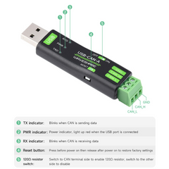 Waveshare USB to CAN-A Adapter with STM32 Chip Solution -Development Boards -Development Board Accessories -Robocraze