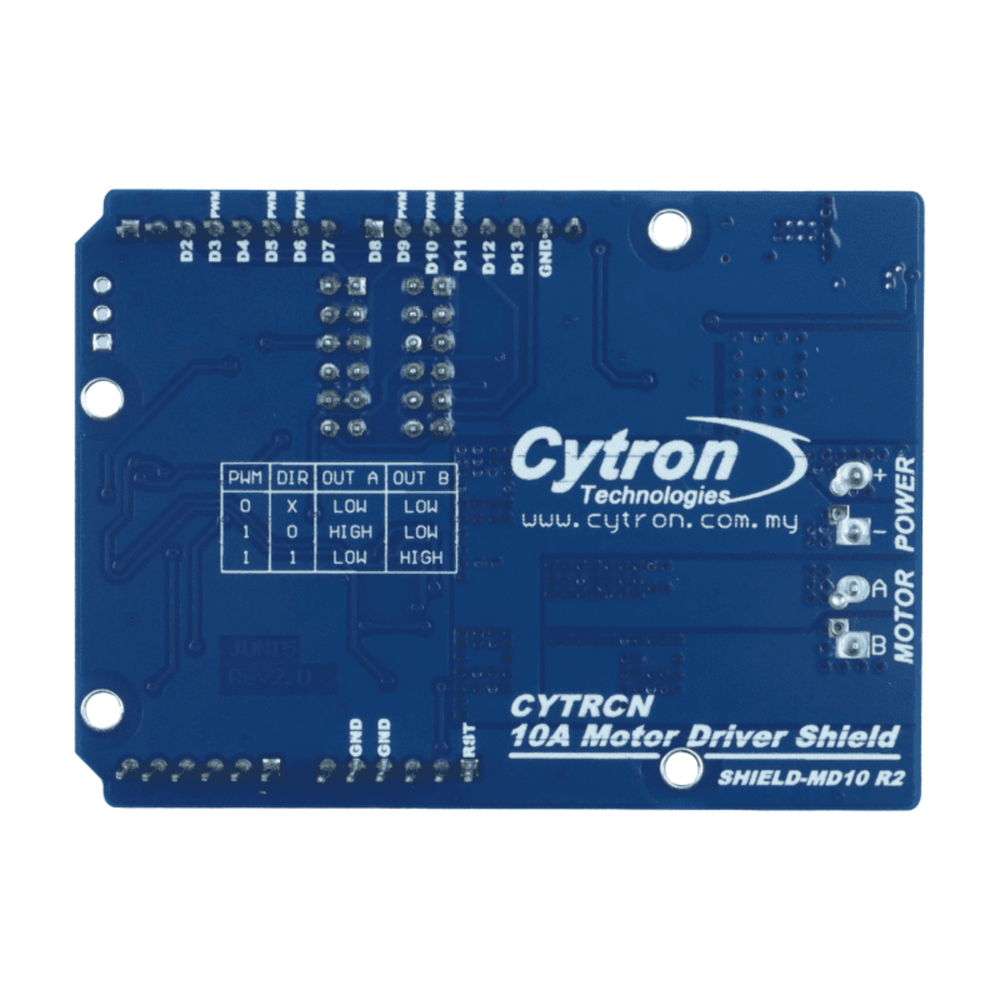 Cytron SHIELD-MD10 – 10A 7V–30V DC Motor Driver Shield for Arduino -Robocraze