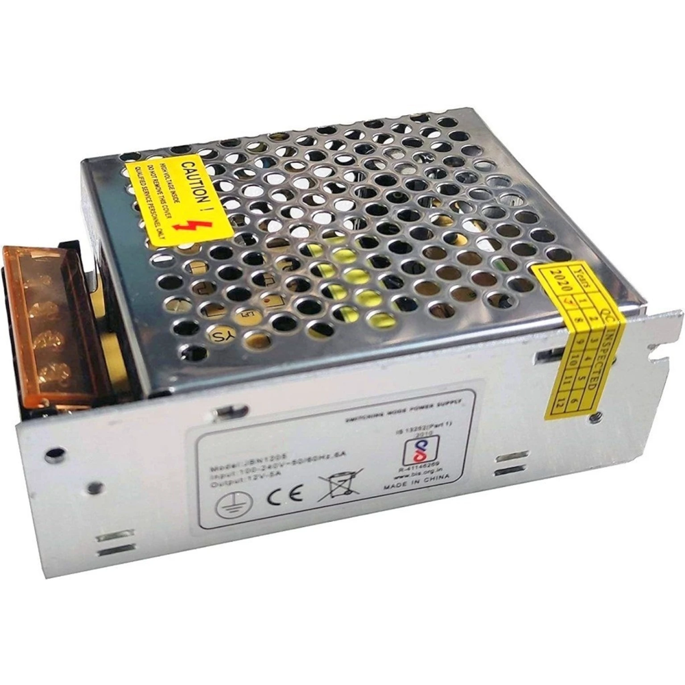 12V 5A 60W SMPS AC/DC Power Supply Adapter - Robocraze