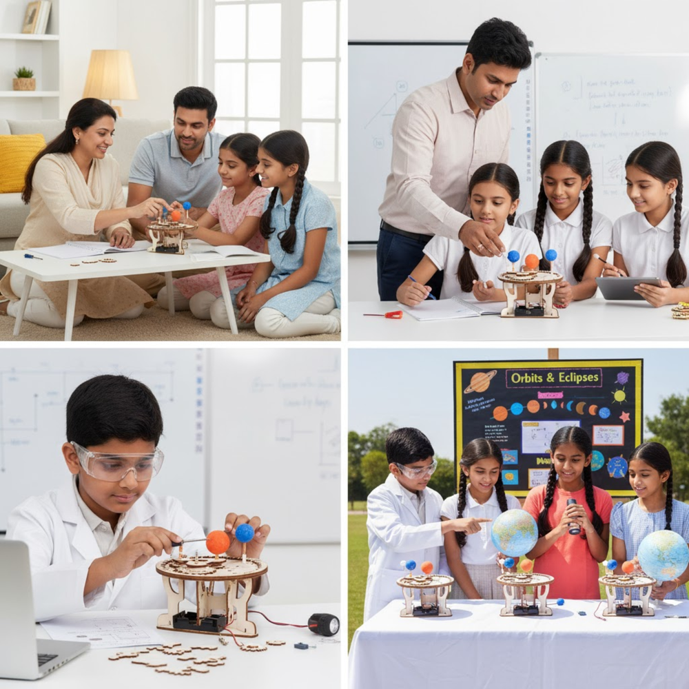 Pludo Orbit Master - DIY Science Experiment Kit for Kids 11–14 | Electric Sun-Earth-Moon STEM Toy (Grade 6–8) - DIY Kit -Pludo Education Kit -Robocraze