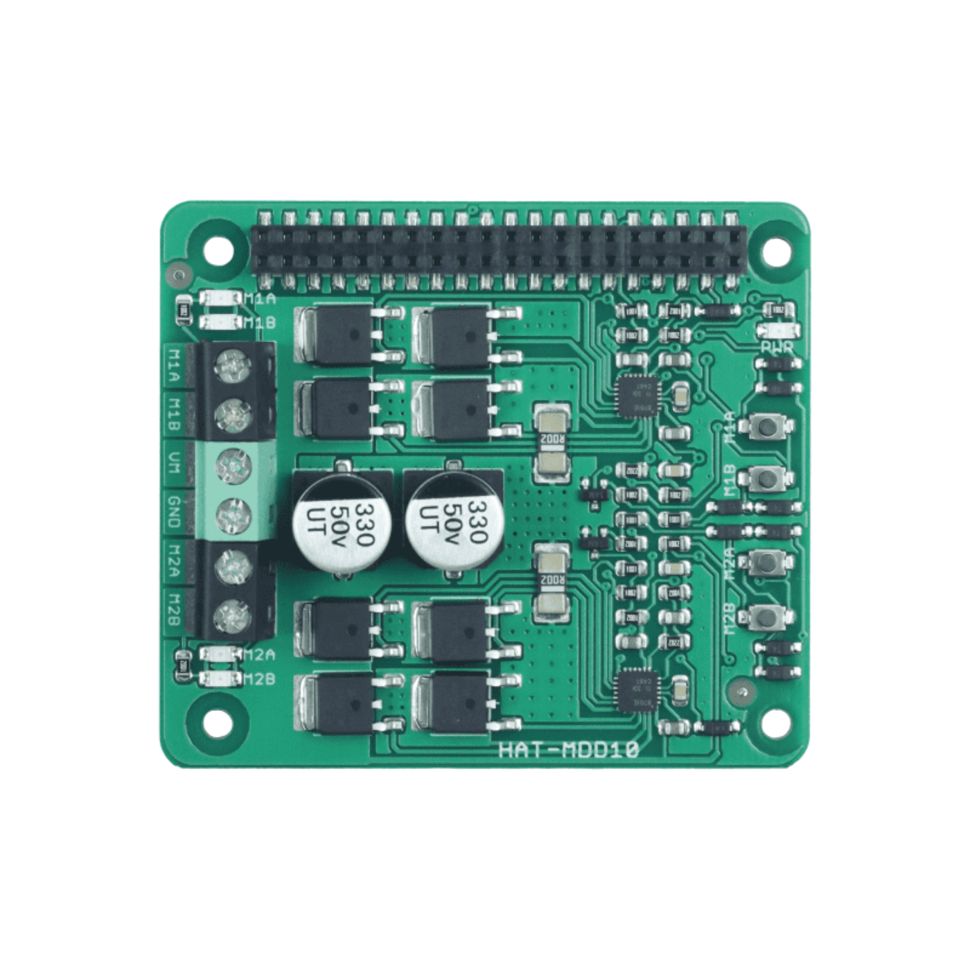 Cytron HAT-MDD10 – 10A Dual-Channel 6V–24V DC Motor Driver HAT for Raspberry Pi -Robocraze