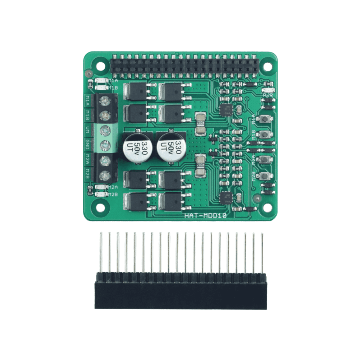 Cytron HAT-MDD10 – 10A Dual-Channel 6V–24V DC Motor Driver HAT for Raspberry Pi -Robocraze