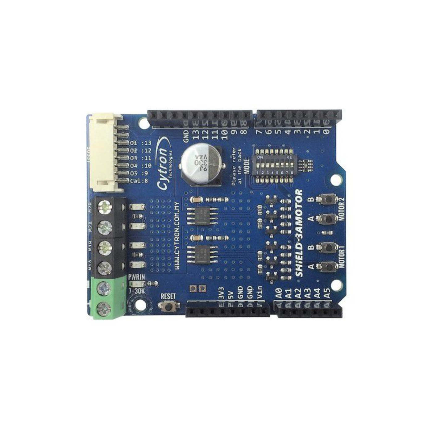 Cytron SHIELD-3AMOTOR 1.2A Dual Channel 7V–30V DC Motor Driver Shield for Arduino -Robocraze