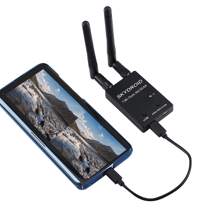 SKYDROID FPV Receiver 5.8G OTG 150CH – Dual-antenna video downlink for drones. -DIY Drone Parts -Robocraze
