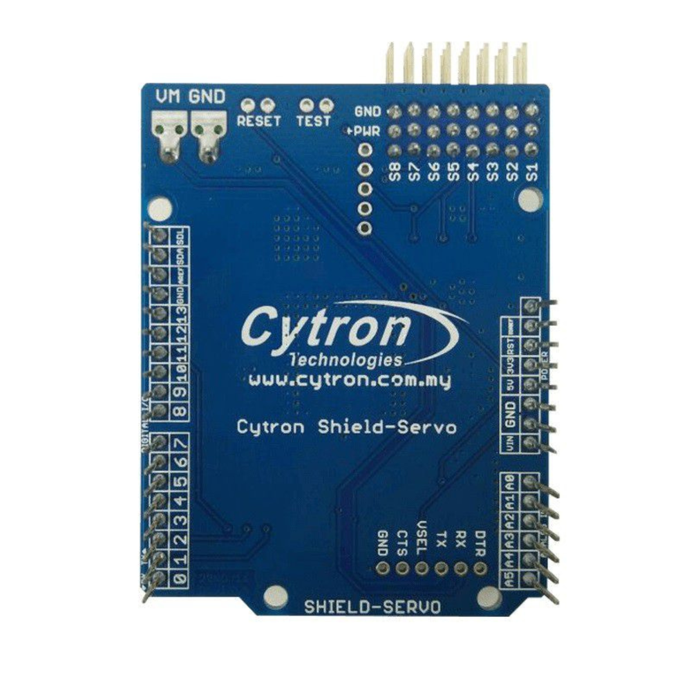 Cytron 8-Channel RC Servo Controller Shield – 5V 5A Regulated Power for Arduino -Robocraze