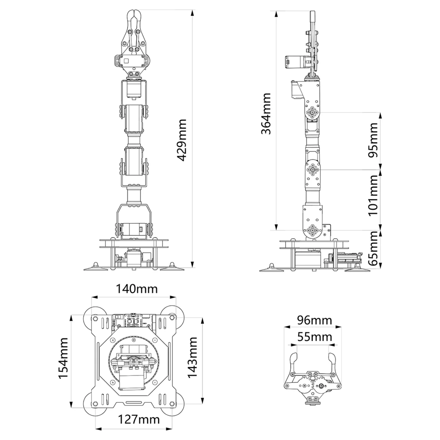 Xarm 1S Hiwonder Intelligent Bus Servo Robotic Arm for Programming