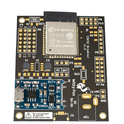 Witty Fox - ESP32 Storm Board with Support for Battery Charging & Wireless Programming