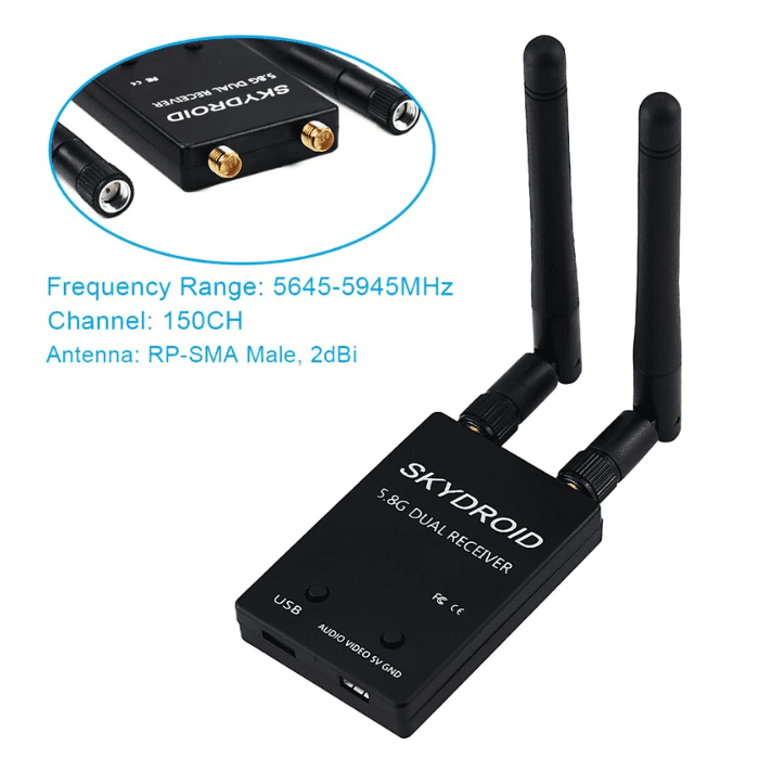 SKYDROID FPV Receiver 5.8G OTG 150CH Video Downlink Receiver Double An ...