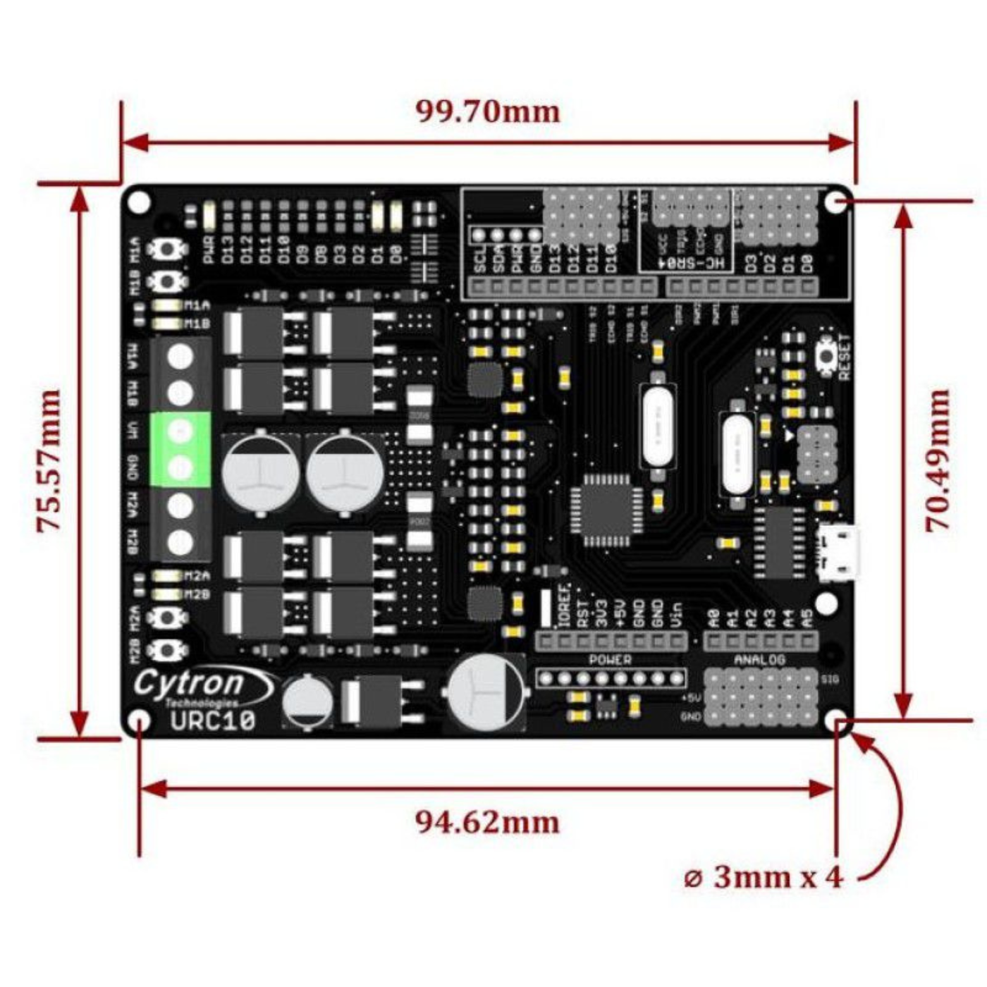 Cytron URC10 Sumo Robot Controller R1.1 Arduino-Compatible Motor Driver Board -Robocraze
