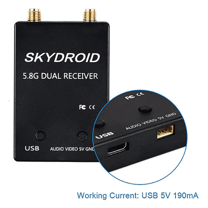 SKYDROID FPV Receiver 5.8G OTG 150CH Video Downlink Receiver Double Antenna