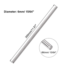 6mm Smooth Rod 300mm Stainless Steel Linear Shaft - Robocraze